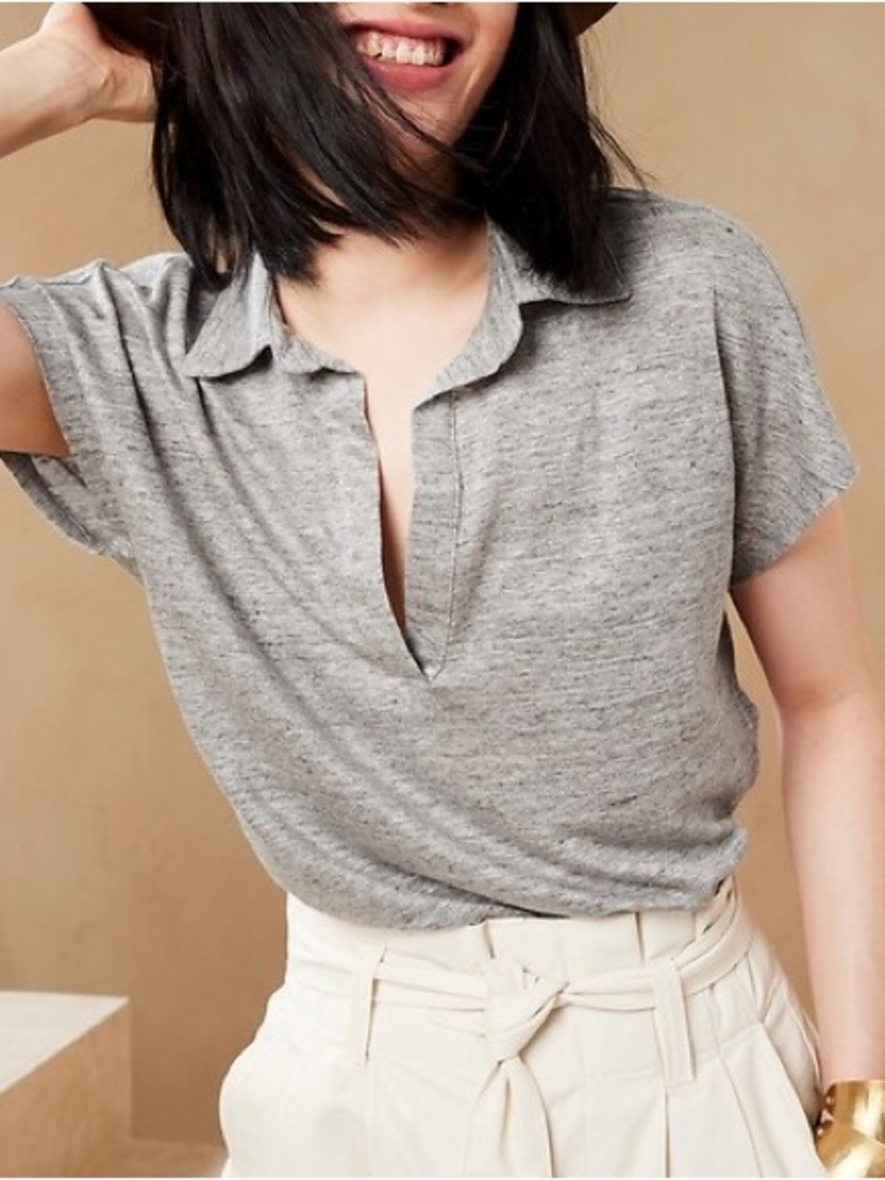 Banana Republic Linen polo tee sz XL
